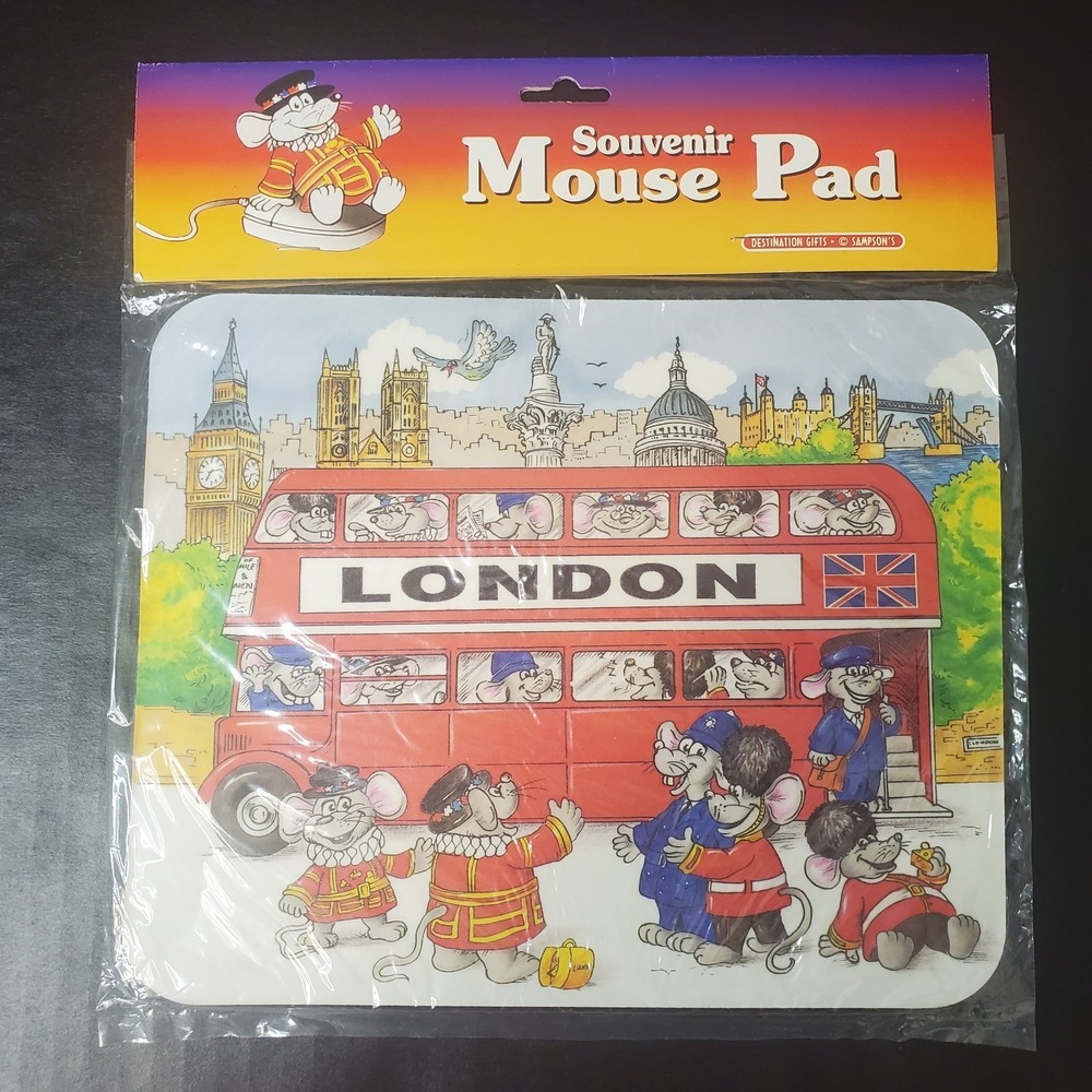 London Mouse Pad‎ Mat Double Decker Bus Beefeater Royal Guard Mice Souvenir NOS
